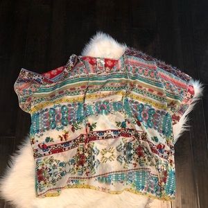 Johnny Was Silk Poncho Top size small.